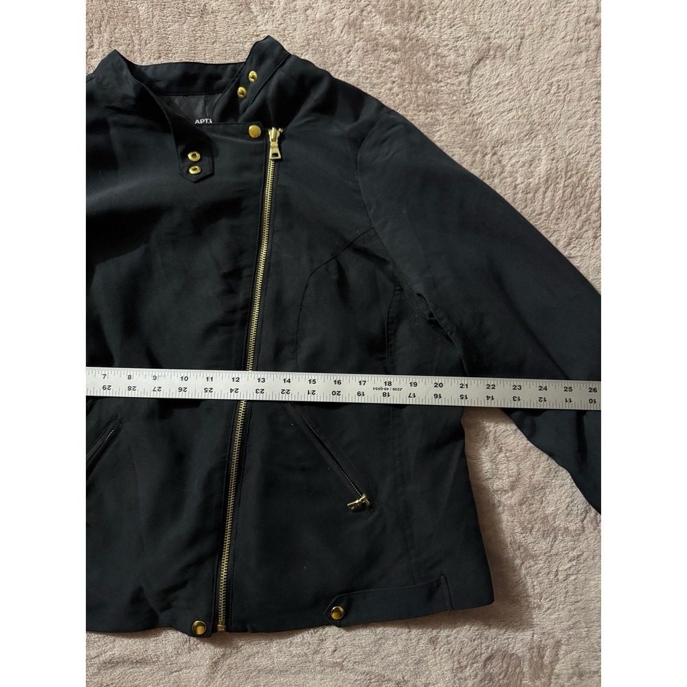 Apt. 9 Gray Moto Style Military Jacket Coat Womens Zippers Pockets Size XL P NWT - Picture 6 of 8